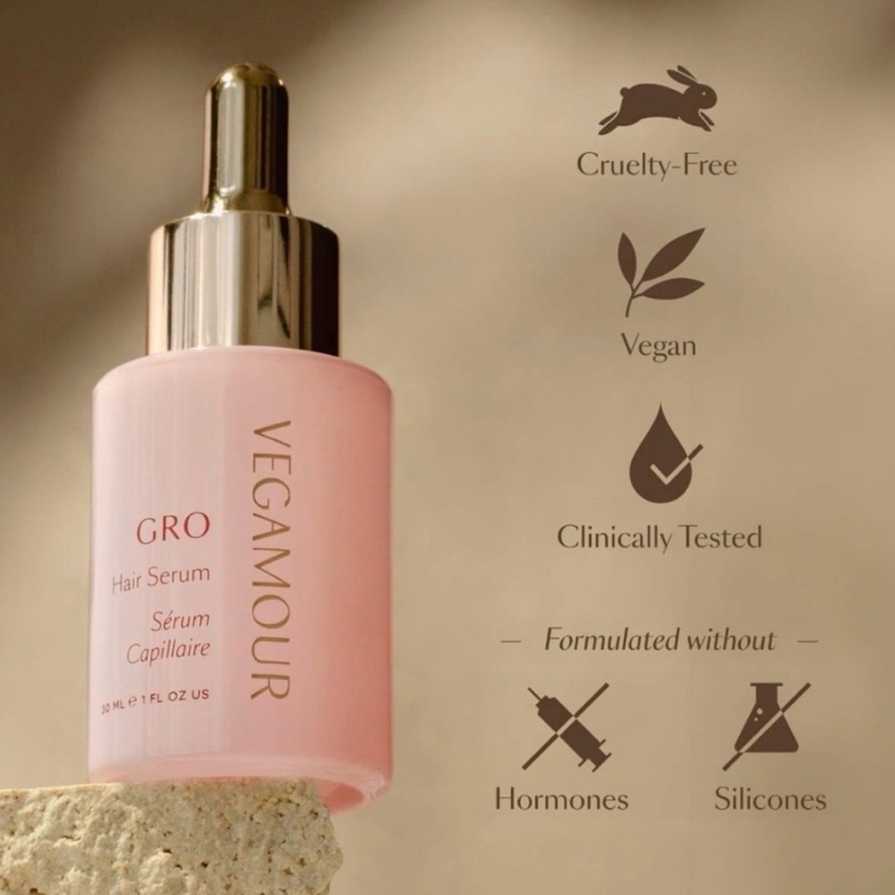 Vegamour GRO Hair Serum — Pink Nourishing Hair Serum for hair loss 1 ounce